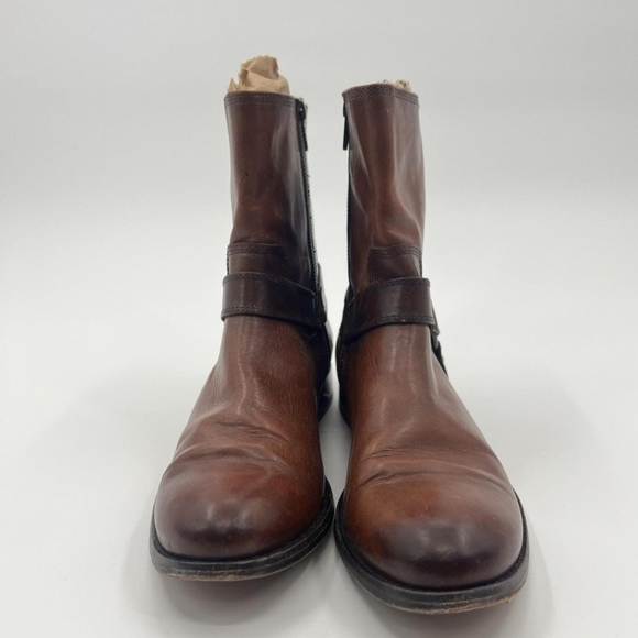 Frye Brown Leather Harness Boots Moto Western Riding  Boots Women's Size 10 - Picture 3 of 10